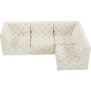  Manufacturer Color_Cream -- Tuft 99" Cream Velvet Upholstered 4 pc Modular Sectional IMAGE 10