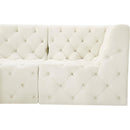  Manufacturer Color_Cream -- Tuft 99" Cream Velvet Upholstered 4 pc Modular Sectional IMAGE 13