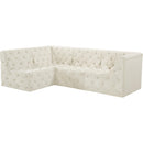 Meridian Tuft Cream Velvet Modular Sectional IMAGE 2