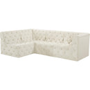  Manufacturer Color_Cream -- Tuft 99" Cream Velvet Upholstered 4 pc Modular Sectional IMAGE 2