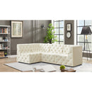  Manufacturer Color_Cream -- Tuft 99" Cream Velvet Upholstered 4 pc Modular Sectional IMAGE 4