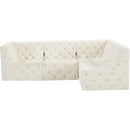  Manufacturer Color_Cream -- Tuft 99" Cream Velvet Upholstered 4 pc Modular Sectional IMAGE 7