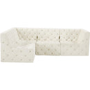  Manufacturer Color_Cream -- Tuft 99" Cream Velvet Upholstered 4 pc Modular Sectional IMAGE 8