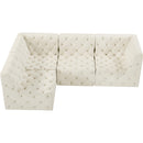  Manufacturer Color_Cream -- Tuft 99" Cream Velvet Upholstered 4 pc Modular Sectional IMAGE 9