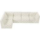  Manufacturer Color_Cream -- Tuft 128" Cream Velvet Upholstered 5 pc Modular Sectional IMAGE 10