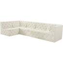  Manufacturer Color_Cream -- Tuft 128" Cream Velvet Upholstered 5 pc Modular Sectional IMAGE 2