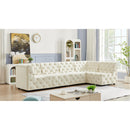 Manufacturer Color_Cream -- Tuft 128" Cream Velvet Upholstered 5 pc Modular Sectional IMAGE 3