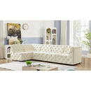  Manufacturer Color_Cream -- Tuft 128" Cream Velvet Upholstered 5 pc Modular Sectional IMAGE 4
