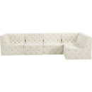  Manufacturer Color_Cream -- Tuft 128" Cream Velvet Upholstered 5 pc Modular Sectional IMAGE 7