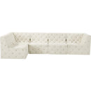  Manufacturer Color_Cream -- Tuft 128" Cream Velvet Upholstered 5 pc Modular Sectional IMAGE 8