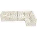  Manufacturer Color_Cream -- Tuft 128" Cream Velvet Upholstered 5 pc Modular Sectional IMAGE 9