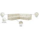 Meridian Tuft Cream Velvet Modular Sectional IMAGE 16