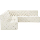  Manufacturer Color_Cream -- Tuft 93" Cream Velvet Upholstered 5 pc Modular Sectional IMAGE 6