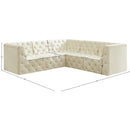  Manufacturer Color_Cream -- Tuft 99" Cream Velvet Upholstered 5 pc Modular Sectional IMAGE 12
