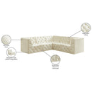  Manufacturer Color_Cream -- Tuft 99" Cream Velvet Upholstered 5 pc Modular Sectional IMAGE 13