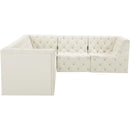  Manufacturer Color_Cream -- Tuft 99" Cream Velvet Upholstered 5 pc Modular Sectional IMAGE 3