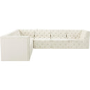  Manufacturer Color_Cream -- Tuft 128" Cream Velvet Upholstered 6 pc Modular Sectional IMAGE 10