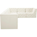  Manufacturer Color_Cream -- Tuft 128" Cream Velvet Upholstered 6 pc Modular Sectional IMAGE 11