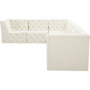  Manufacturer Color_Cream -- Tuft 128" Cream Velvet Upholstered 6 pc Modular Sectional IMAGE 12