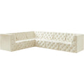  Manufacturer Color_Cream -- Tuft 128" Cream Velvet Upholstered 6 pc Modular Sectional IMAGE 1