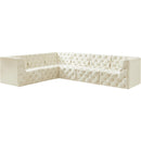  Manufacturer Color_Cream -- Tuft 128" Cream Velvet Upholstered 6 pc Modular Sectional IMAGE 1