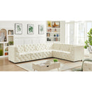  Manufacturer Color_Cream -- Tuft 128" Cream Velvet Upholstered 6 pc Modular Sectional IMAGE 3