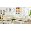  Manufacturer Color_Cream -- Tuft 128" Cream Velvet Upholstered 6 pc Modular Sectional IMAGE 4