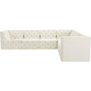  Manufacturer Color_Cream -- Tuft 128" Cream Velvet Upholstered 6 pc Modular Sectional IMAGE 9
