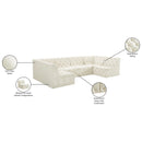  Manufacturer Color_Cream -- Tuft 128" Cream Velvet Upholstered 6 pc Modular Sectional IMAGE 16