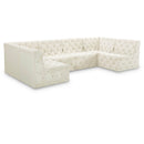  Manufacturer Color_Cream -- Tuft 128" Cream Velvet Upholstered 6 pc Modular Sectional IMAGE 1