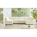  Manufacturer Color_Cream -- Tuft 128" Cream Velvet Upholstered 6 pc Modular Sectional IMAGE 2
