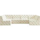 Meridian Tuft Cream Velvet Modular Sectional IMAGE 4