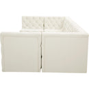  Manufacturer Color_Cream -- Tuft 128" Cream Velvet Upholstered 6 pc Modular Sectional IMAGE 6