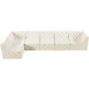  Manufacturer Color_Cream -- Tuft 157" Cream Velvet Upholstered 6 pc Modular Sectional IMAGE 10