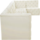  Manufacturer Color_Cream -- Tuft 157" Cream Velvet Upholstered 6 pc Modular Sectional IMAGE 11
