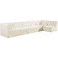  Manufacturer Color_Cream -- Tuft 157" Cream Velvet Upholstered 6 pc Modular Sectional IMAGE 1