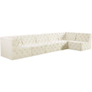  Manufacturer Color_Cream -- Tuft 157" Cream Velvet Upholstered 6 pc Modular Sectional IMAGE 1