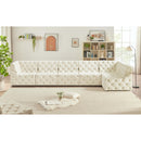 Manufacturer Color_Cream -- Tuft 157" Cream Velvet Upholstered 6 pc Modular Sectional IMAGE 3