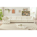  Manufacturer Color_Cream -- Tuft 157" Cream Velvet Upholstered 6 pc Modular Sectional IMAGE 4