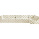 Meridian Tuft Cream Velvet Modular Sectional IMAGE 8