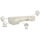 Meridian Tuft Cream Velvet Modular Sectional IMAGE 16