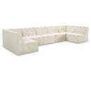  Manufacturer Color_Cream -- Tuft 157" Cream Velvet Upholstered 7 pc Modular Sectional IMAGE 1
