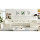  Manufacturer Color_Cream -- Tuft 157" Cream Velvet Upholstered 7 pc Modular Sectional IMAGE 2