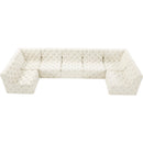  Manufacturer Color_Cream -- Tuft 157" Cream Velvet Upholstered 7 pc Modular Sectional IMAGE 5