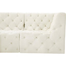 Meridian Tuft Cream Velvet Modular Sectional IMAGE 7