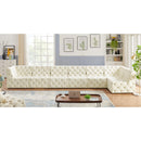  Manufacturer Color_Cream -- Tuft 186" Cream Velvet Upholstered 7 pc Modular Sectional IMAGE 3