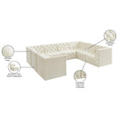  Manufacturer Color_Cream -- Tuft 128" Cream Velvet Upholstered 8 pc Modular Sectional IMAGE 15