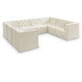  Manufacturer Color_Cream -- Tuft 128" Cream Velvet Upholstered 8 pc Modular Sectional IMAGE 1