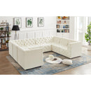  Manufacturer Color_Cream -- Tuft 128" Cream Velvet Upholstered 8 pc Modular Sectional IMAGE 2