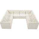 Meridian Tuft Cream Velvet Modular Sectional IMAGE 6